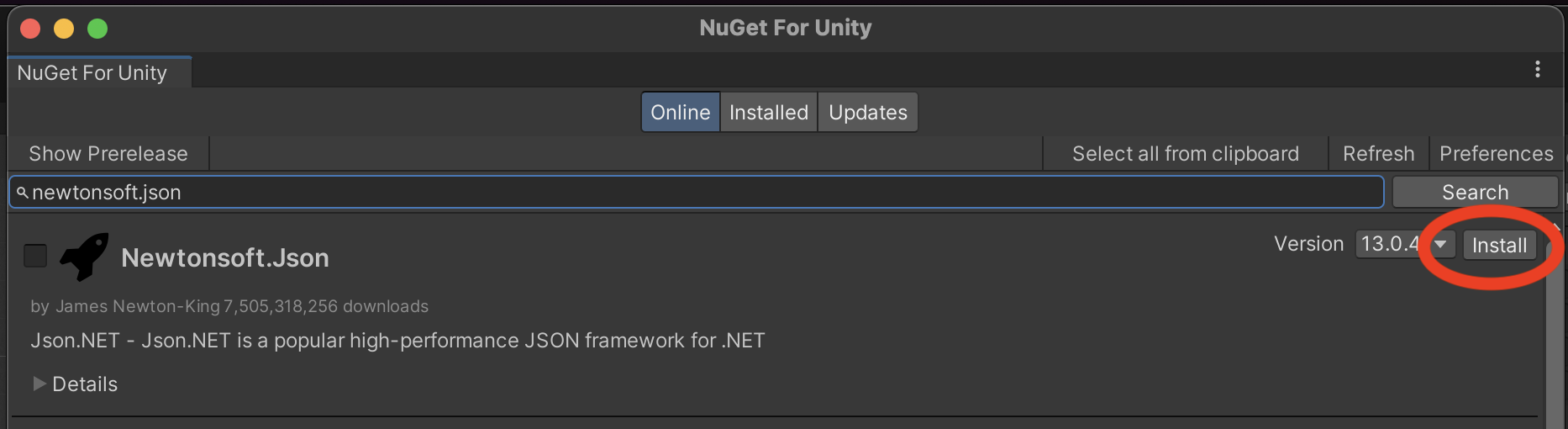 Installing Newtonsoft.Json