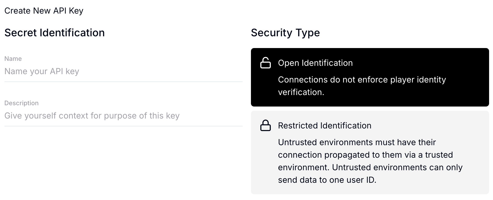 UI For creating API keys in the starwatch manager