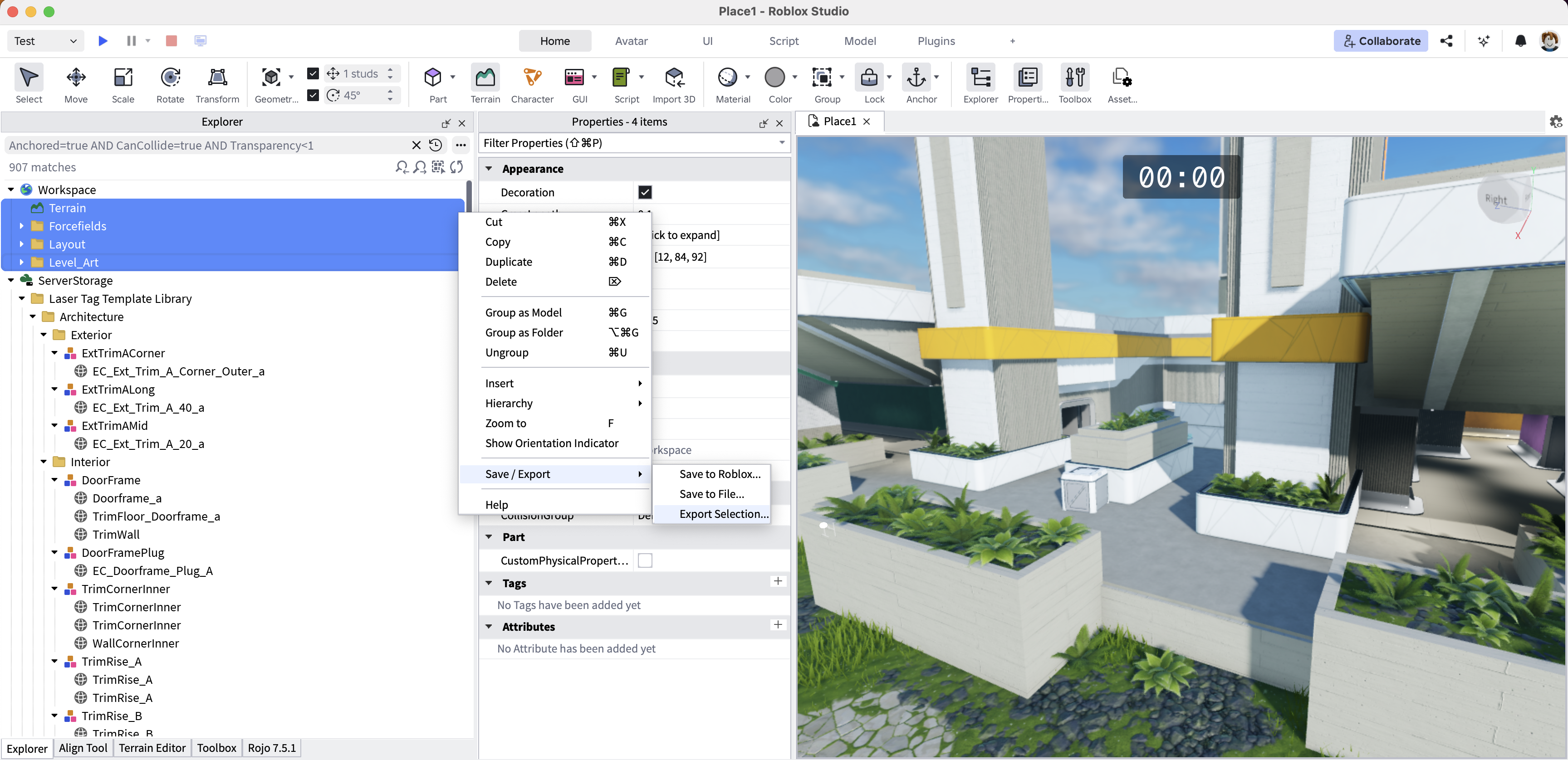 Export options example