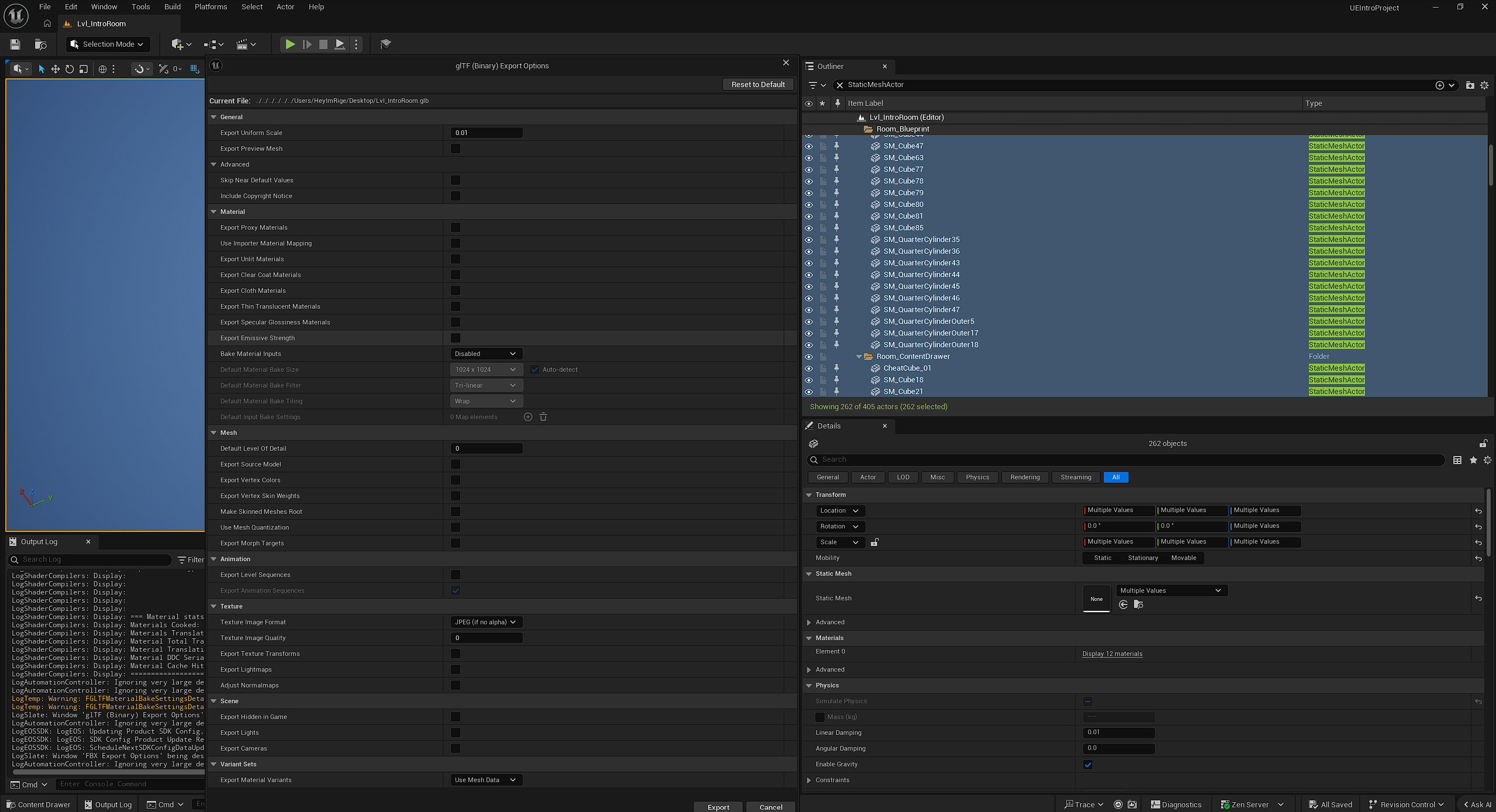 Export options example